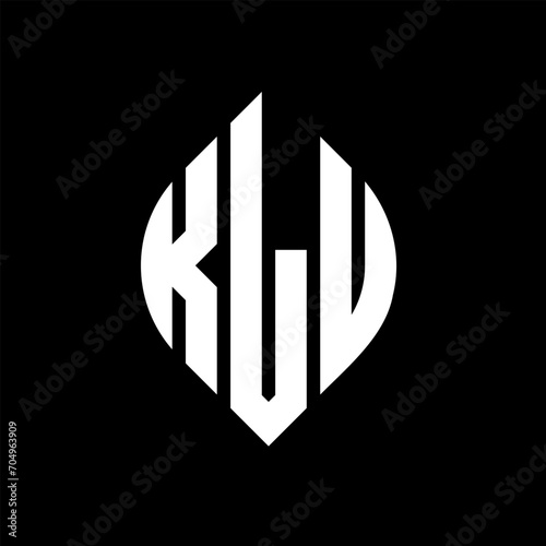 KLU circle letter logo design with circle and ellipse shape. KLU ellipse letters with typographic style. The three initials form a circle logo. KLU circle emblem abstract monogram letter mark vector.