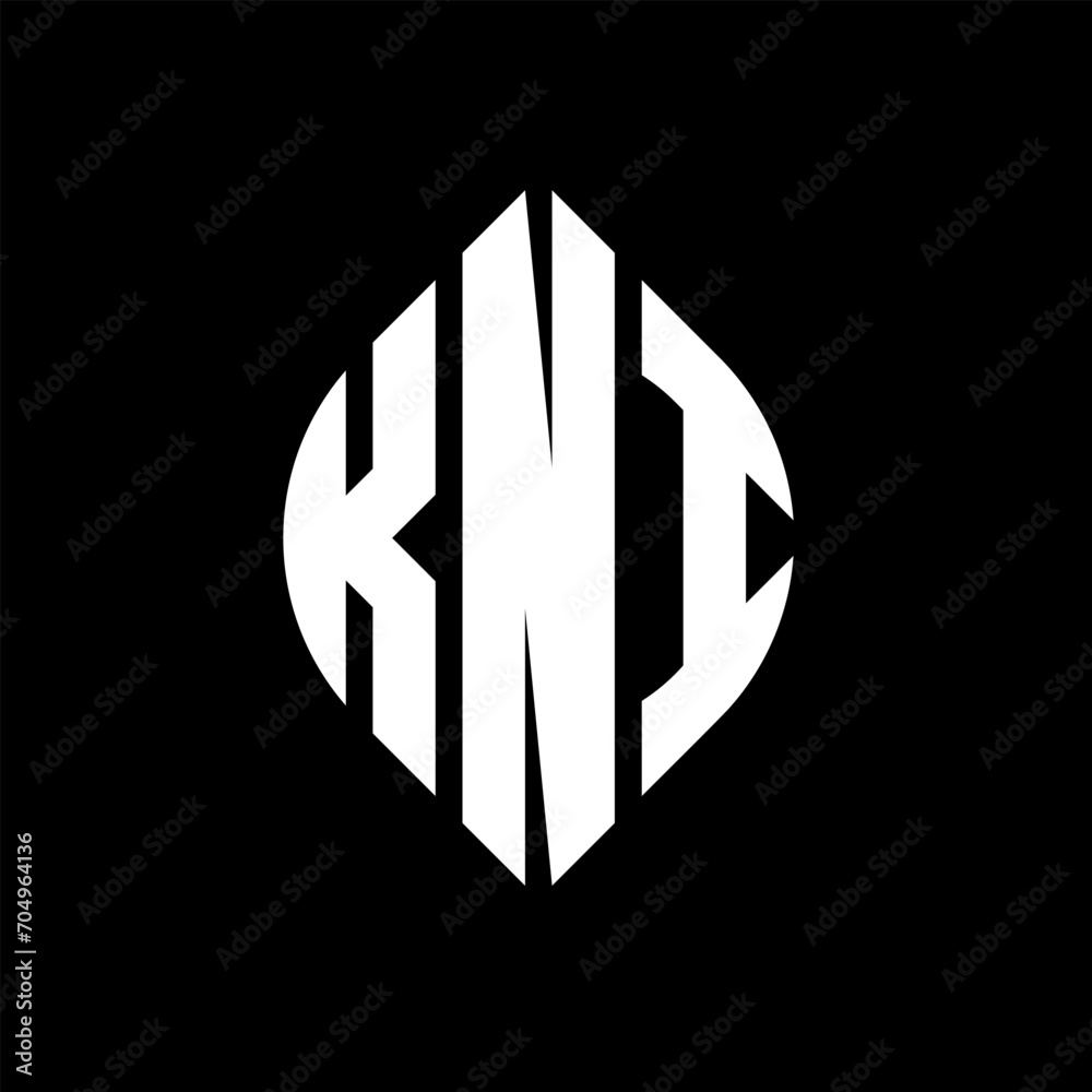 KNI circle letter logo design with circle and ellipse shape. KNI ellipse letters with typographic style. The three initials form a circle logo. KNI circle emblem abstract monogram letter mark vector. KNI circle letter logo design with circle and ellipse shape. KNI ellipse letters with typographic style. The three initials form a circle logo. KNI circle emblem abstract monogram letter mark vector.