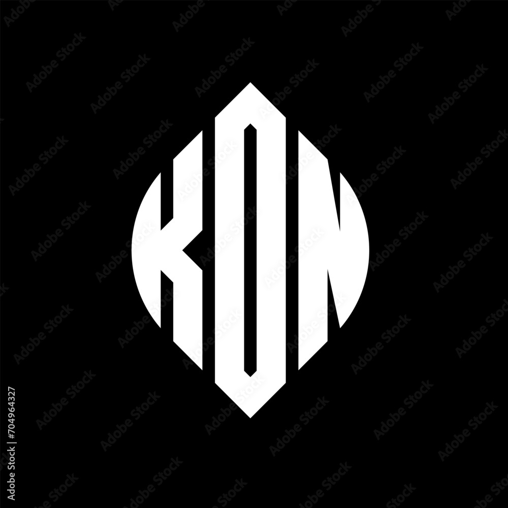 KON circle letter logo design with circle and ellipse shape. KON ellipse letters with typographic style. The three initials form a circle logo. KON circle emblem abstract monogram letter mark vector. KON circle letter logo design with circle and ellipse shape. KON ellipse letters with typographic style. The three initials form a circle logo. KON circle emblem abstract monogram letter mark vector.
