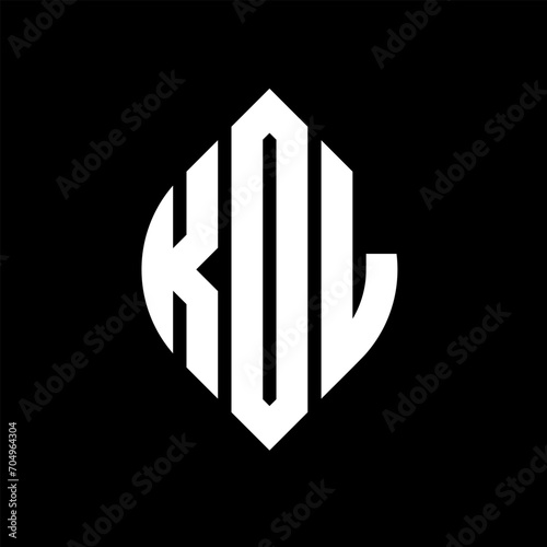 KOL circle letter logo design with circle and ellipse shape. KOL ellipse letters with typographic style. The three initials form a circle logo. KOL circle emblem abstract monogram letter mark vector.