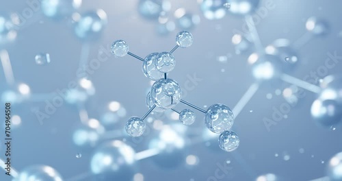 Ethylene glycol, rotating 3D model of ethane-1.2-diol, seamless looped video, molecular structure with selective focus photo