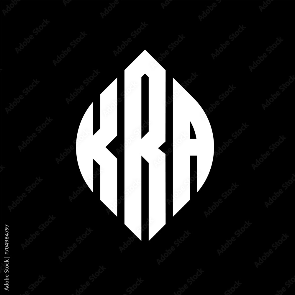 KRA circle letter logo design with circle and ellipse shape. KRA ellipse letters with typographic style. The three initials form a circle logo. KRA circle emblem abstract monogram letter mark vector. KRA circle letter logo design with circle and ellipse shape. KRA ellipse letters with typographic style. The three initials form a circle logo. KRA circle emblem abstract monogram letter mark vector.