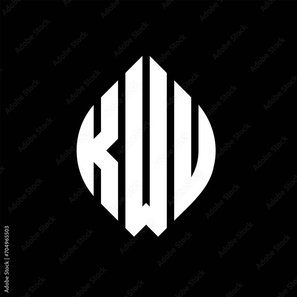 KWU circle letter logo design with circle and ellipse shape. KWU ellipse letters with typographic style. The three initials form a circle logo. KWU circle emblem abstract monogram letter mark vector. KWU circle letter logo design with circle and ellipse shape. KWU ellipse letters with typographic style. The three initials form a circle logo. KWU circle emblem abstract monogram letter mark vector.