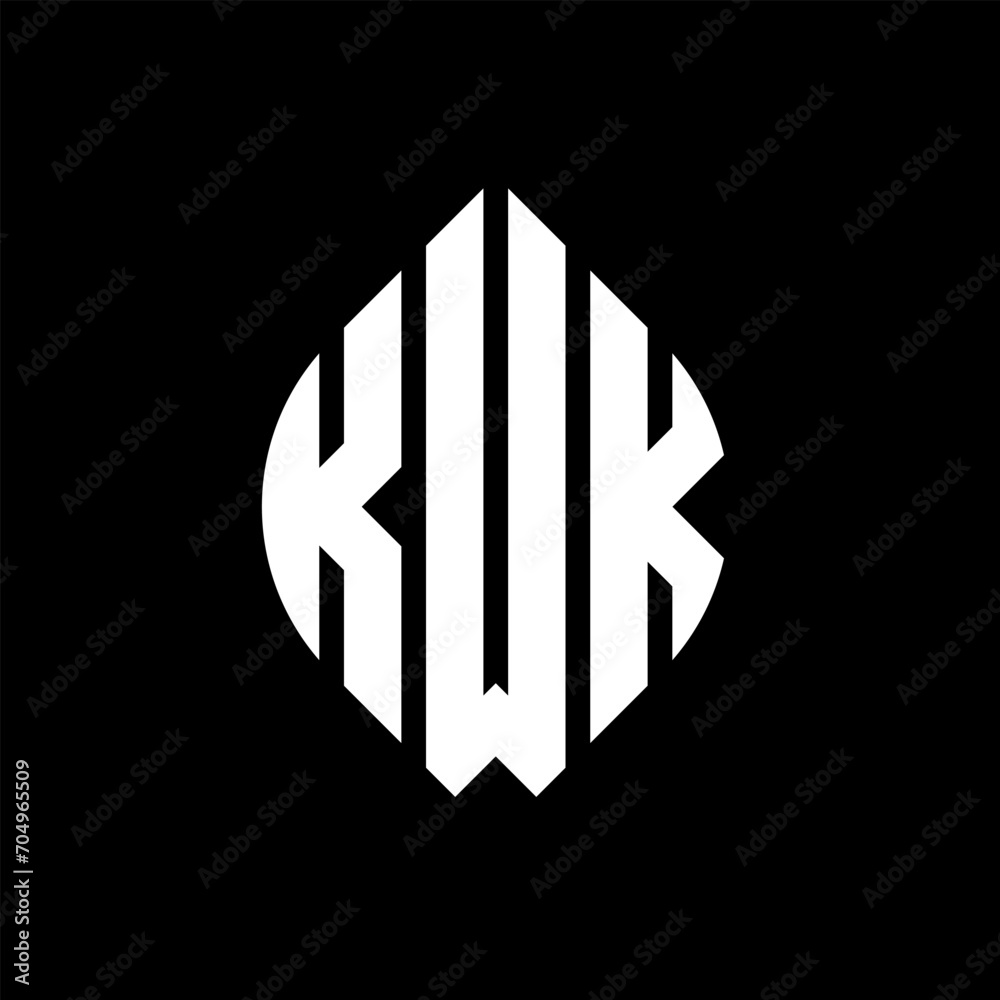 KWK circle letter logo design with circle and ellipse shape. KWK ellipse letters with typographic style. The three initials form a circle logo. KWK circle emblem abstract monogram letter mark vector. KWK circle letter logo design with circle and ellipse shape. KWK ellipse letters with typographic style. The three initials form a circle logo. KWK circle emblem abstract monogram letter mark vector.