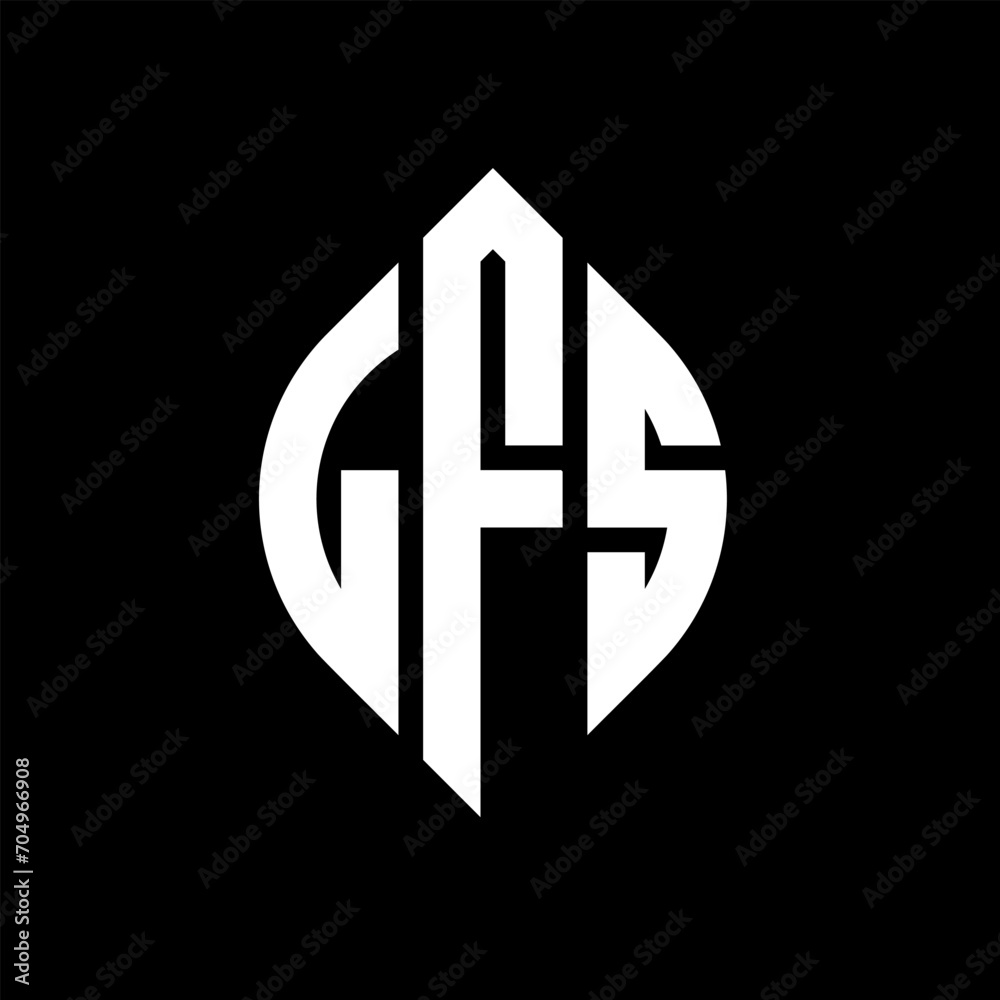 Obraz premium LFS circle letter logo design with circle and ellipse shape. LFS ellipse letters with typographic style. The three initials form a circle logo. LFS circle emblem abstract monogram letter mark vector.