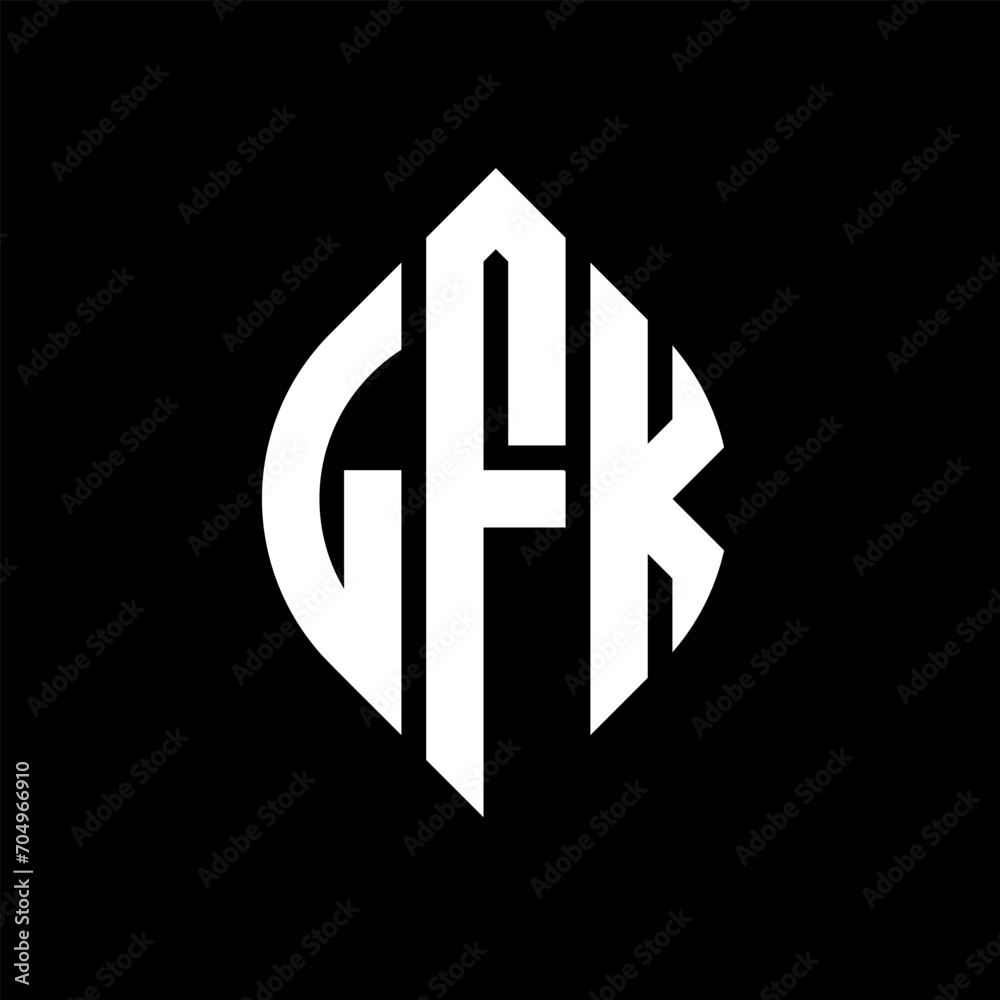LFK circle letter logo design with circle and ellipse shape. LFK ellipse letters with typographic style. The three initials form a circle logo. LFK circle emblem abstract monogram letter mark vector. LFK circle letter logo design with circle and ellipse shape. LFK ellipse letters with typographic style. The three initials form a circle logo. LFK circle emblem abstract monogram letter mark vector.