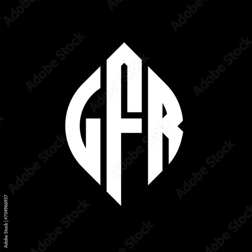 LFR circle letter logo design with circle and ellipse shape. LFR ellipse letters with typographic style. The three initials form a circle logo. LFR circle emblem abstract monogram letter mark vector.