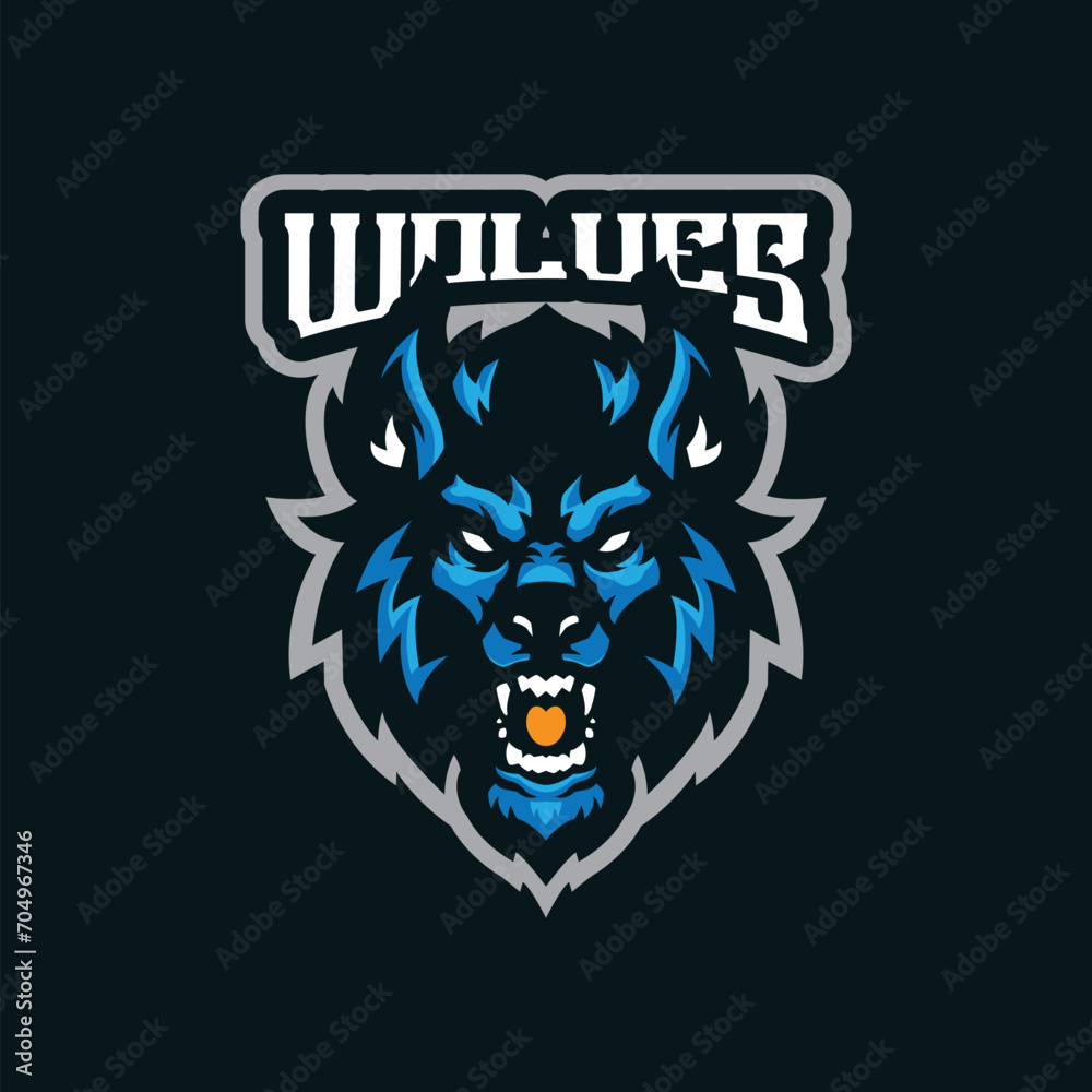 Fototapeta premium Wolf mascot logo design vector with modern illustration concept style for badge, emblem and t shirt printing. Head wolf illustration for sport and esport team.