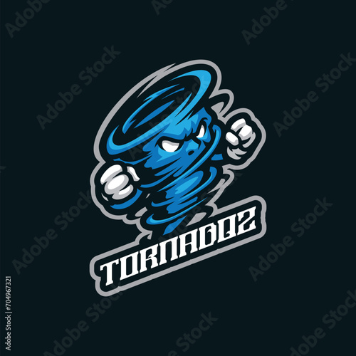 Tornado mascot logo design vector with modern illustration concept style for badge, emblem and t shirt printing. Angry tornado illustration for sport and esport team.