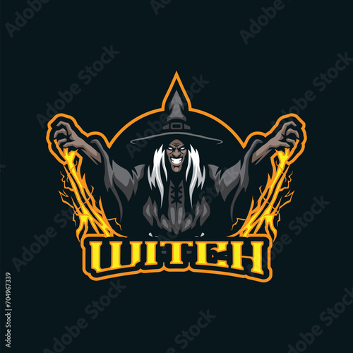 Witch mascot logo design vector with modern illustration concept style for badge, emblem and t shirt printing. Angry witch illustration for sport and esport team.