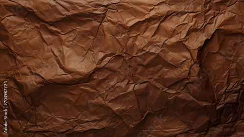 Crumpled paper texture in dark brown color - ai generative