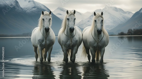 Horses in the water 