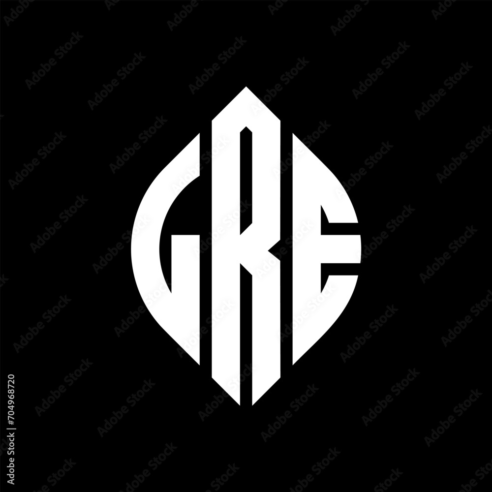 Fototapeta premium LRE circle letter logo design with circle and ellipse shape. LRE ellipse letters with typographic style. The three initials form a circle logo. LRE circle emblem abstract monogram letter mark vector.