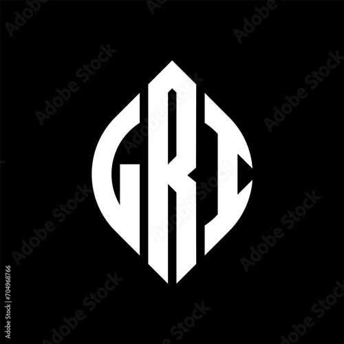 LRI circle letter logo design with circle and ellipse shape. LRI ellipse letters with typographic style. The three initials form a circle logo. LRI circle emblem abstract monogram letter mark vector. photo