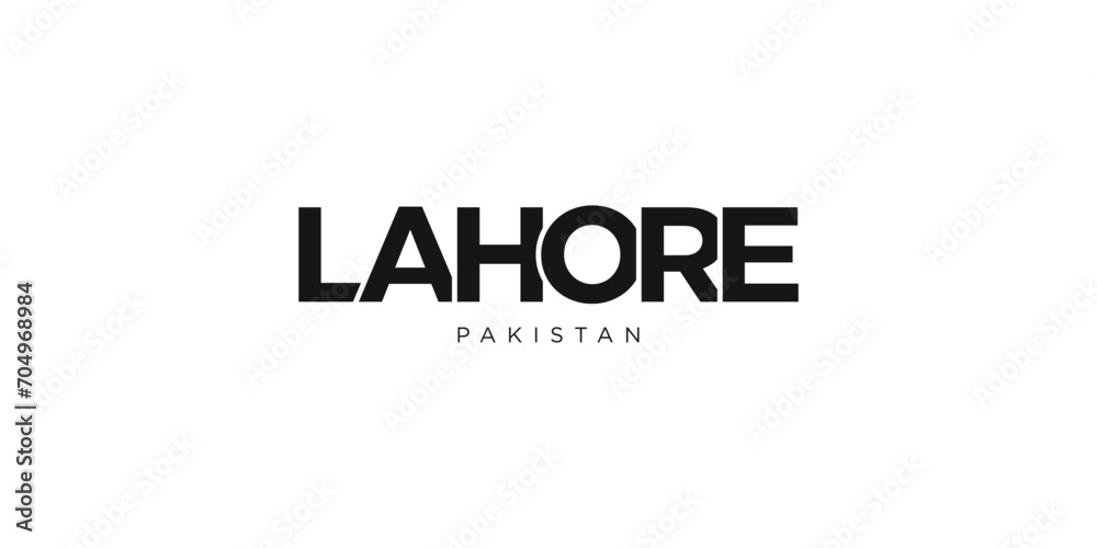Lahore in the Pakistan emblem. The design features a geometric style, vector illustration with bold typography in a modern font. The graphic slogan lettering. Lahore in the Pakistan emblem. The design features a geometric style, vector illustration with bold typography in a modern font. The graphic slogan lettering.