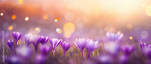dainty colorful flowers with bokeh glitter glow light soft focus photo