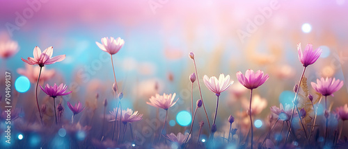 dainty colorful flowers with bokeh glitter glow light soft focus © Tony A
