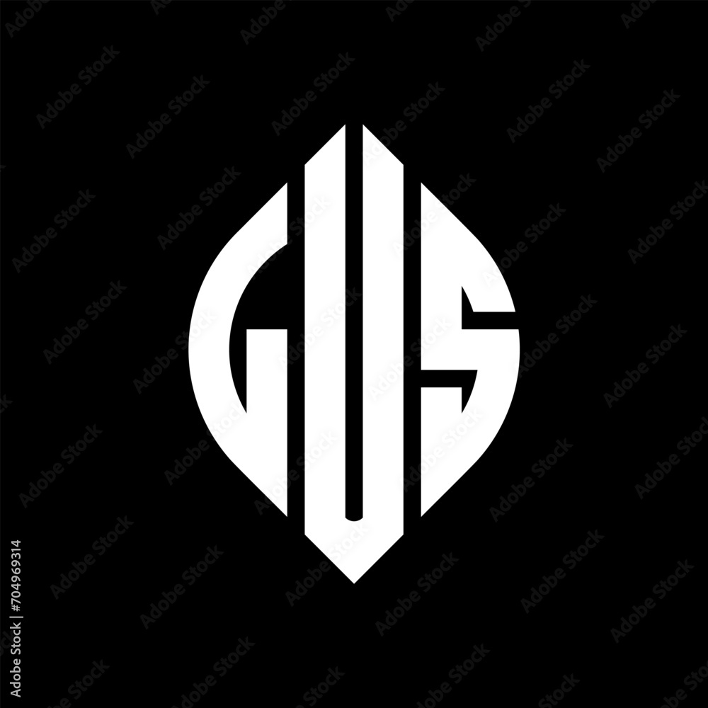 LUS circle letter logo design with circle and ellipse shape. LUS ellipse letters with typographic style. The three initials form a circle logo. LUS circle emblem abstract monogram letter mark vector.