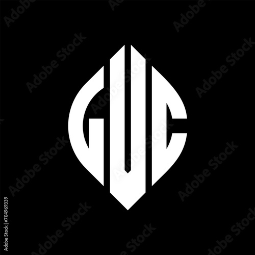 LVC circle letter logo design with circle and ellipse shape. LVC ellipse letters with typographic style. The three initials form a circle logo. LVC circle emblem abstract monogram letter mark vector.