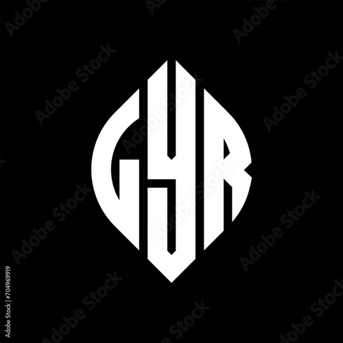 LYR circle letter logo design with circle and ellipse shape. LYR ellipse letters with typographic style. The three initials form a circle logo. LYR circle emblem abstract monogram letter mark vector. photo