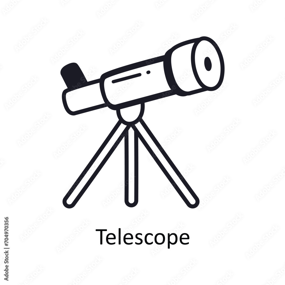 Telescope vector outline doodle Design illustration. Symbol on White background EPS 10 File