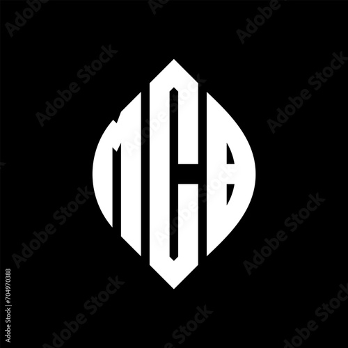 MCB circle letter logo design with circle and ellipse shape. MCB ellipse letters with typographic style. The three initials form a circle logo. MCB circle emblem abstract monogram letter mark vector.