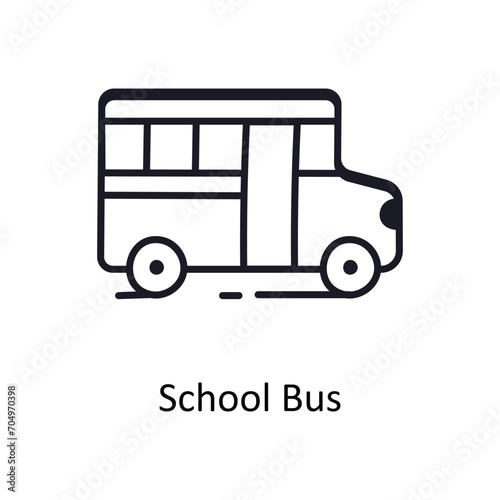 School bus vector outline doodle Design illustration. Symbol on White background EPS 10 File