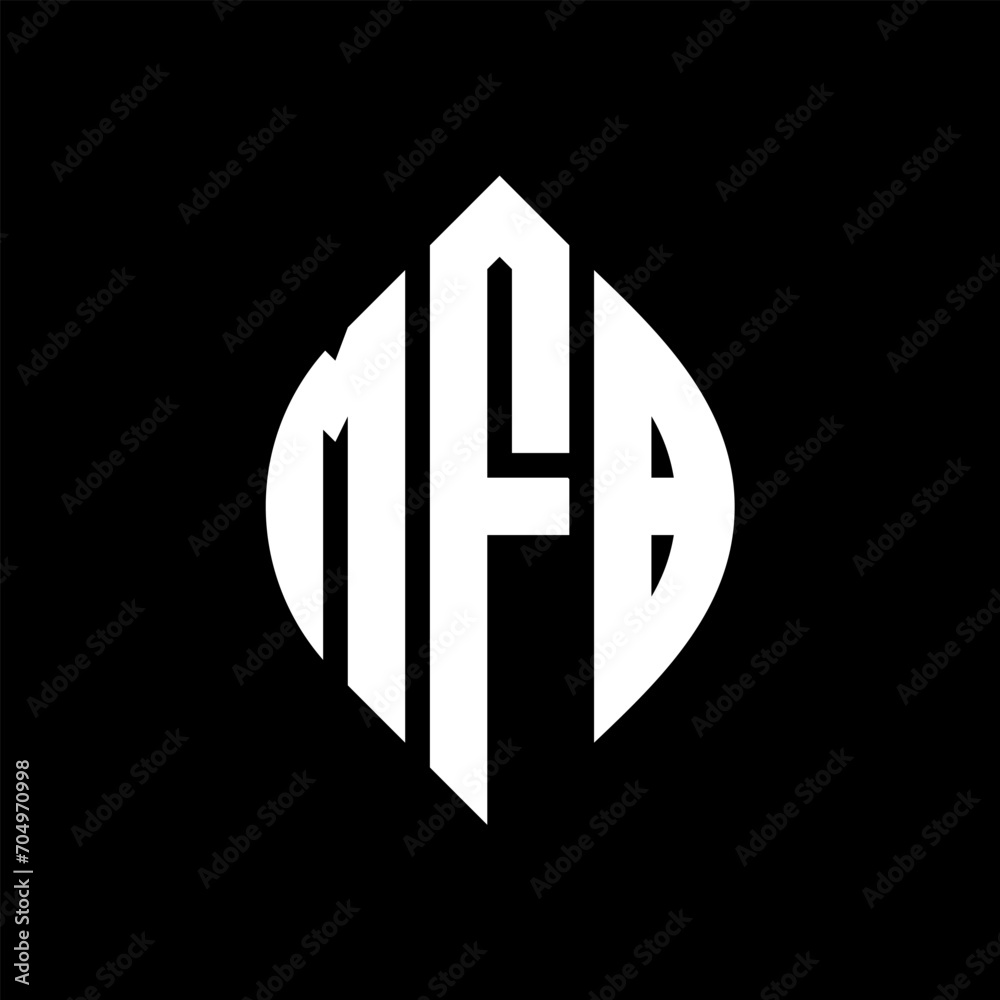 MFB circle letter logo design with circle and ellipse shape. MFB ellipse letters with typographic style. The three initials form a circle logo. MFB circle emblem abstract monogram letter mark vector. MFB circle letter logo design with circle and ellipse shape. MFB ellipse letters with typographic style. The three initials form a circle logo. MFB circle emblem abstract monogram letter mark vector.