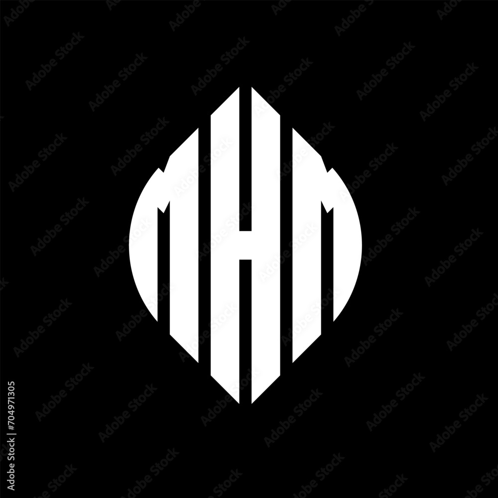 MHM circle letter logo design with circle and ellipse shape. MHM ellipse letters with typographic style. The three initials form a circle logo. MHM circle emblem abstract monogram letter mark vector. MHM circle letter logo design with circle and ellipse shape. MHM ellipse letters with typographic style. The three initials form a circle logo. MHM circle emblem abstract monogram letter mark vector.