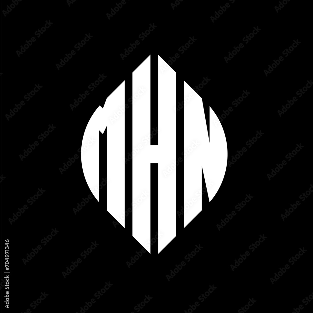 MHN circle letter logo design with circle and ellipse shape. MHN ellipse letters with typographic style. The three initials form a circle logo. MHN circle emblem abstract monogram letter mark vector. MHN circle letter logo design with circle and ellipse shape. MHN ellipse letters with typographic style. The three initials form a circle logo. MHN circle emblem abstract monogram letter mark vector.