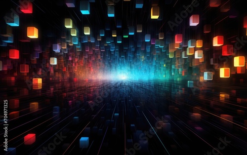 The canvas of darkness with a surreal tapestry of abstract  multicolored lights.
