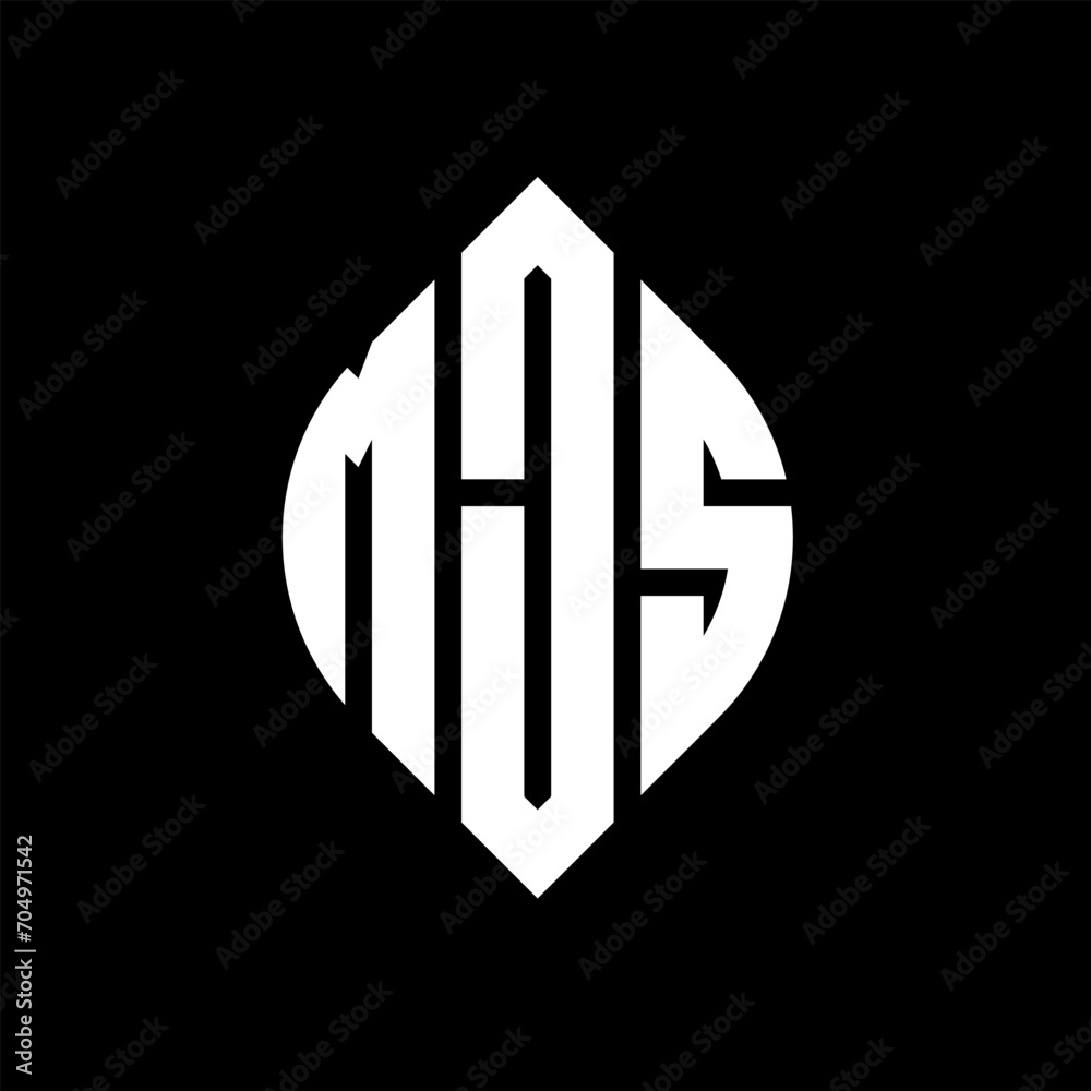 MJS circle letter logo design with circle and ellipse shape. MJS ellipse letters with typographic style. The three initials form a circle logo. MJS circle emblem abstract monogram letter mark vector.