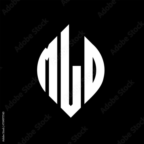 MLD circle letter logo design with circle and ellipse shape. MLD ellipse letters with typographic style. The three initials form a circle logo. MLD circle emblem abstract monogram letter mark vector. photo