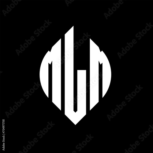 MLM circle letter logo design with circle and ellipse shape. MLM ellipse letters with typographic style. The three initials form a circle logo. MLM circle emblem abstract monogram letter mark vector.
