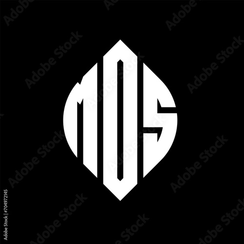 MOS circle letter logo design with circle and ellipse shape. MOS ellipse letters with typographic style. The three initials form a circle logo. MOS circle emblem abstract monogram letter mark vector.
