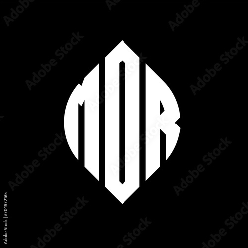 MOR circle letter logo design with circle and ellipse shape. MOR ellipse letters with typographic style. The three initials form a circle logo. MOR circle emblem abstract monogram letter mark vector.
