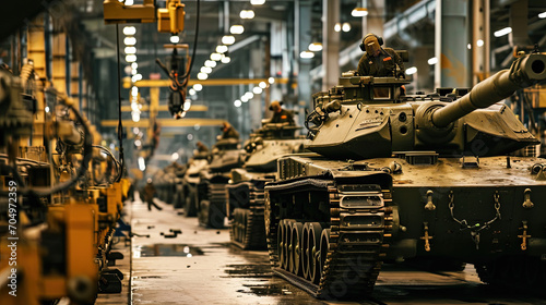 Military factory for the production of tanks. photo
