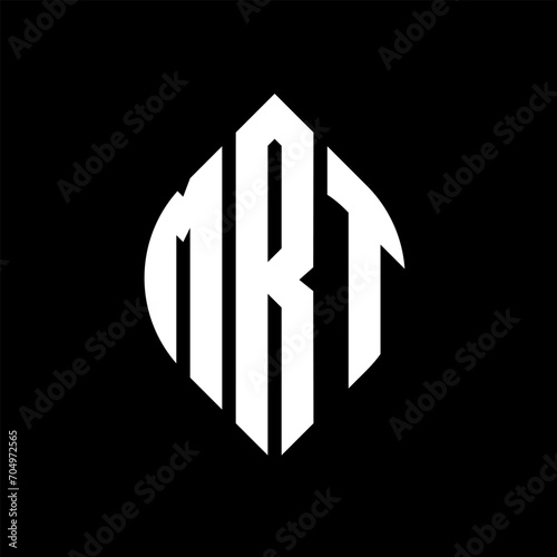 MRT circle letter logo design with circle and ellipse shape. MRT ellipse letters with typographic style. The three initials form a circle logo. MRT circle emblem abstract monogram letter mark vector.