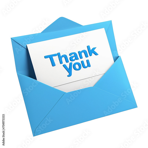 3D Thank You Letter in Envelope: Email Marketing Concept photo