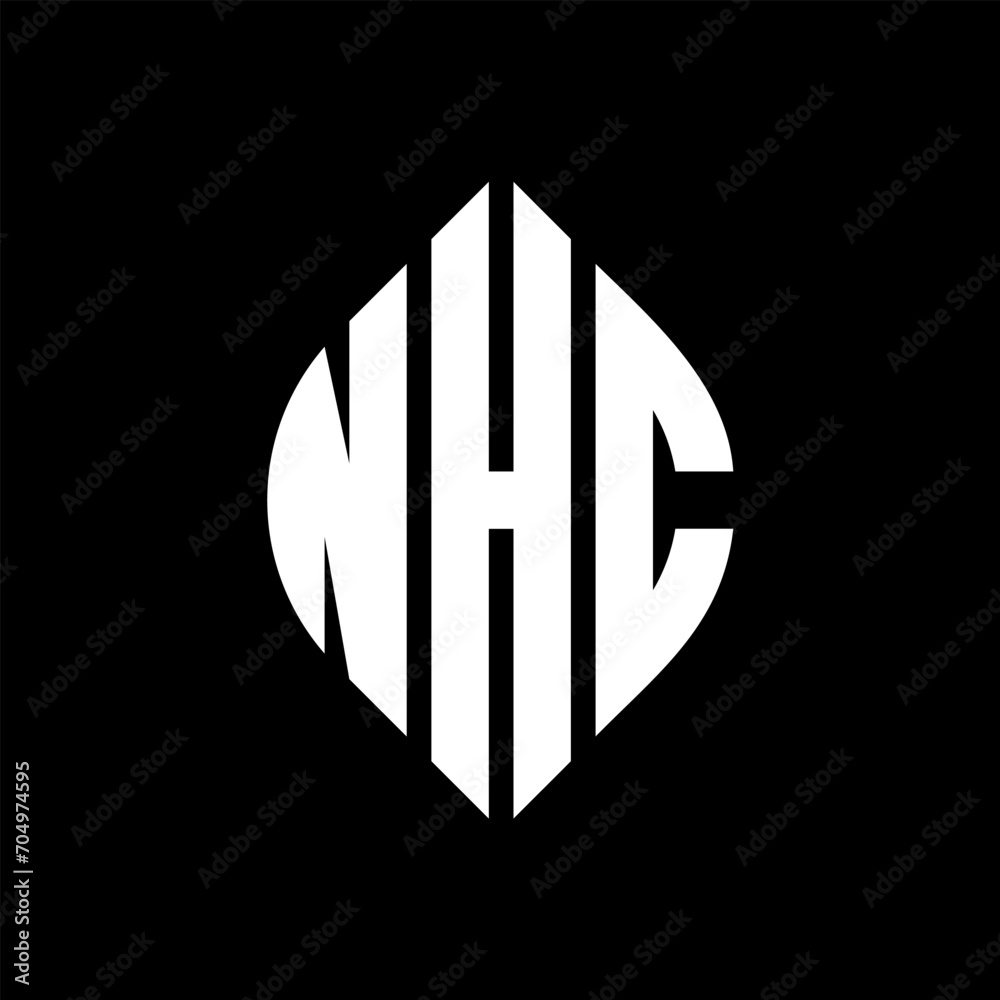 NHC circle letter logo design with circle and ellipse shape. NHC ellipse letters with typographic style. The three initials form a circle logo. NHC circle emblem abstract monogram letter mark vector. NHC circle letter logo design with circle and ellipse shape. NHC ellipse letters with typographic style. The three initials form a circle logo. NHC circle emblem abstract monogram letter mark vector.