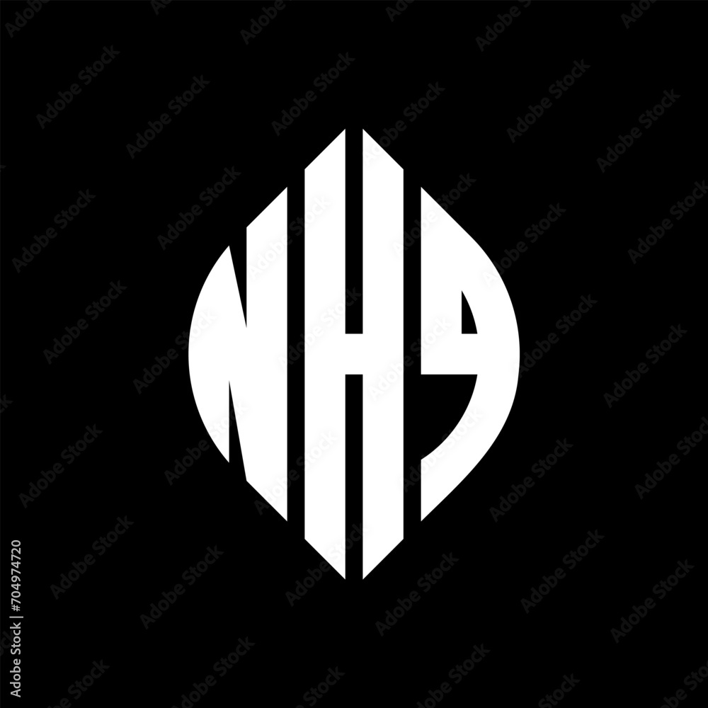 NHQ circle letter logo design with circle and ellipse shape. NHQ ellipse letters with typographic style. The three initials form a circle logo. NHQ circle emblem abstract monogram letter mark vector. NHQ circle letter logo design with circle and ellipse shape. NHQ ellipse letters with typographic style. The three initials form a circle logo. NHQ circle emblem abstract monogram letter mark vector.