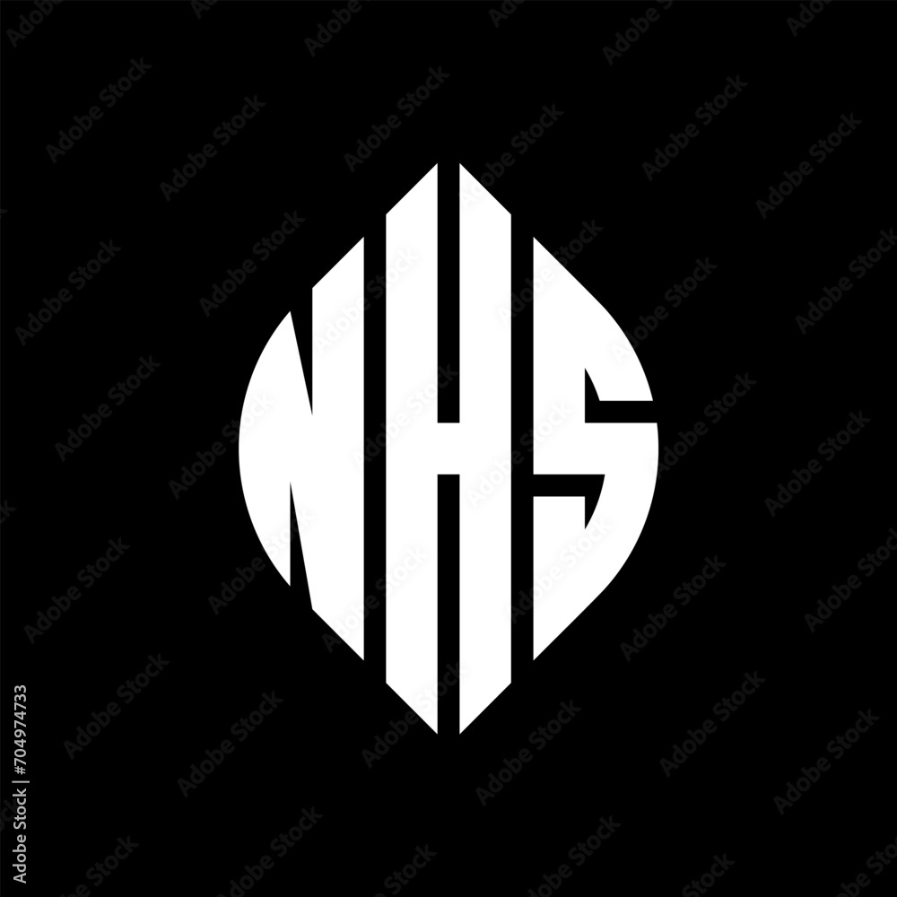 NHS circle letter logo design with circle and ellipse shape. NHS ellipse letters with typographic style. The three initials form a circle logo. NHS circle emblem abstract monogram letter mark vector. NHS circle letter logo design with circle and ellipse shape. NHS ellipse letters with typographic style. The three initials form a circle logo. NHS circle emblem abstract monogram letter mark vector.