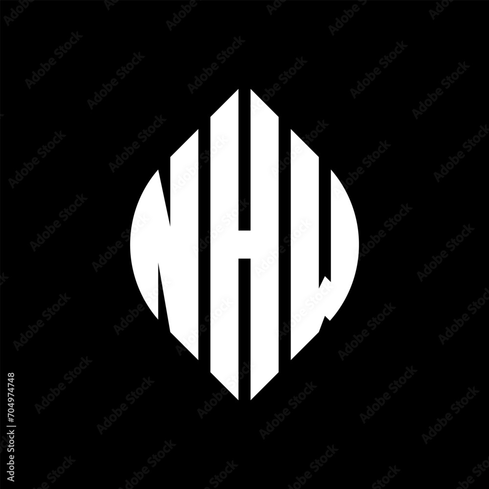 NHW circle letter logo design with circle and ellipse shape. NHW ellipse letters with typographic style. The three initials form a circle logo. NHW circle emblem abstract monogram letter mark vector. NHW circle letter logo design with circle and ellipse shape. NHW ellipse letters with typographic style. The three initials form a circle logo. NHW circle emblem abstract monogram letter mark vector.