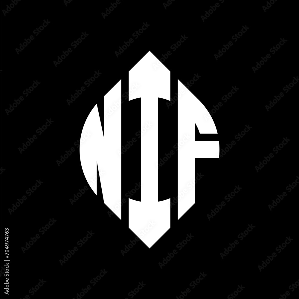 NIF circle letter logo design with circle and ellipse shape. NIF ellipse letters with typographic style. The three initials form a circle logo. NIF circle emblem abstract monogram letter mark vector. NIF circle letter logo design with circle and ellipse shape. NIF ellipse letters with typographic style. The three initials form a circle logo. NIF circle emblem abstract monogram letter mark vector.