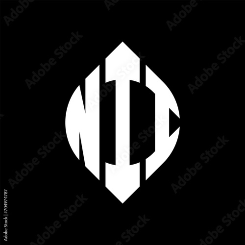 NII circle letter logo design with circle and ellipse shape. NII ellipse letters with typographic style. The three initials form a circle logo. NII circle emblem abstract monogram letter mark vector. photo