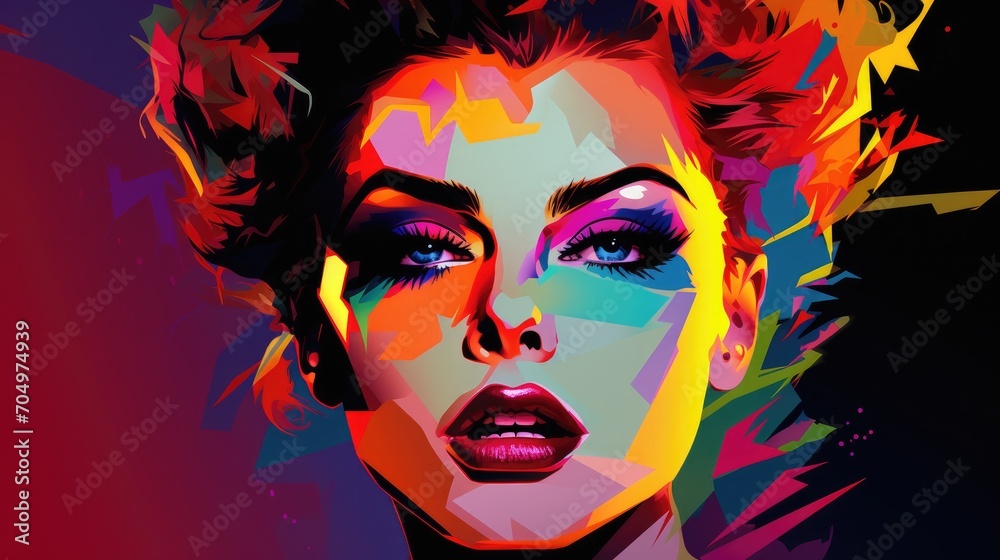 Generate a portrait of an 80s woman with exaggerated