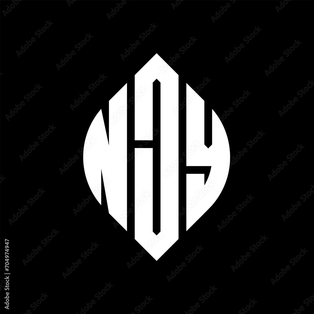NJY circle letter logo design with circle and ellipse shape. NJY ellipse letters with typographic style. The three initials form a circle logo. NJY circle emblem abstract monogram letter mark vector. NJY circle letter logo design with circle and ellipse shape. NJY ellipse letters with typographic style. The three initials form a circle logo. NJY circle emblem abstract monogram letter mark vector.
