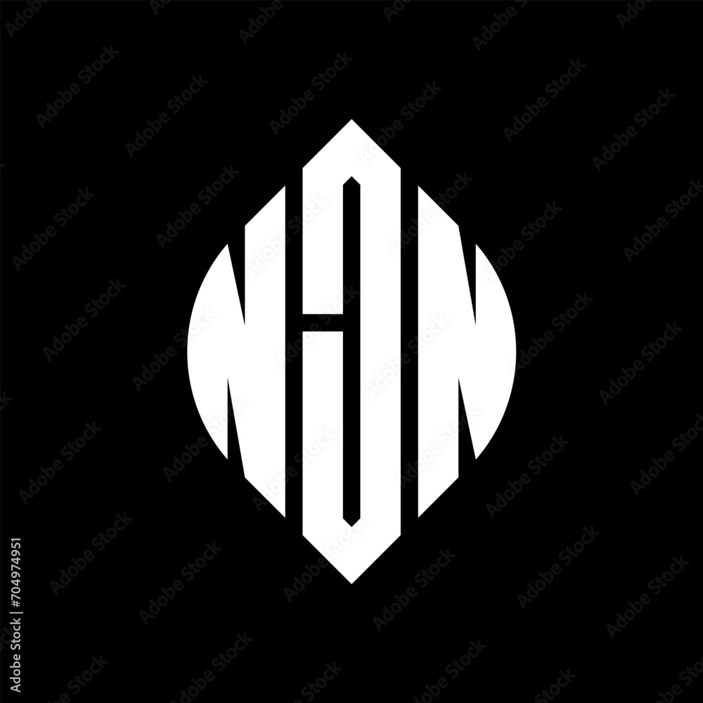 NJN circle letter logo design with circle and ellipse shape. NJN ellipse letters with typographic style. The three initials form a circle logo. NJN circle emblem abstract monogram letter mark vector. NJN circle letter logo design with circle and ellipse shape. NJN ellipse letters with typographic style. The three initials form a circle logo. NJN circle emblem abstract monogram letter mark vector.
