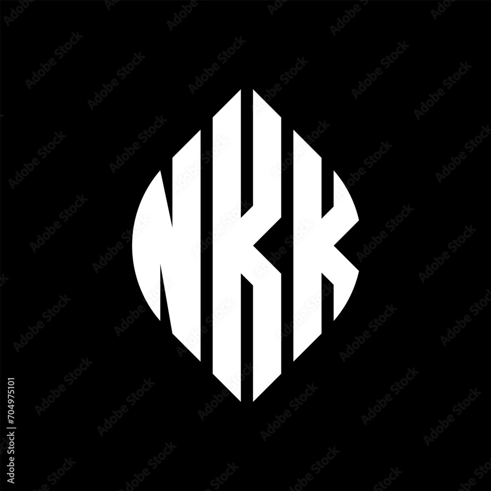 NKK circle letter logo design with circle and ellipse shape. NKK ellipse letters with typographic style. The three initials form a circle logo. NKK circle emblem abstract monogram letter mark vector. NKK circle letter logo design with circle and ellipse shape. NKK ellipse letters with typographic style. The three initials form a circle logo. NKK circle emblem abstract monogram letter mark vector.