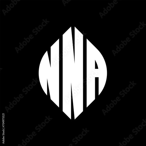 NNA circle letter logo design with circle and ellipse shape. NNA ellipse letters with typographic style. The three initials form a circle logo. NNA circle emblem abstract monogram letter mark vector. photo